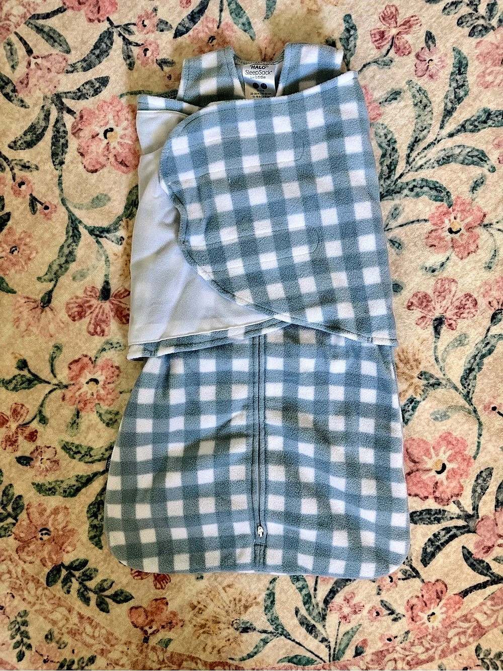 HALO SleepSack Swaddle Checkered Blue & White Baby 3-6M